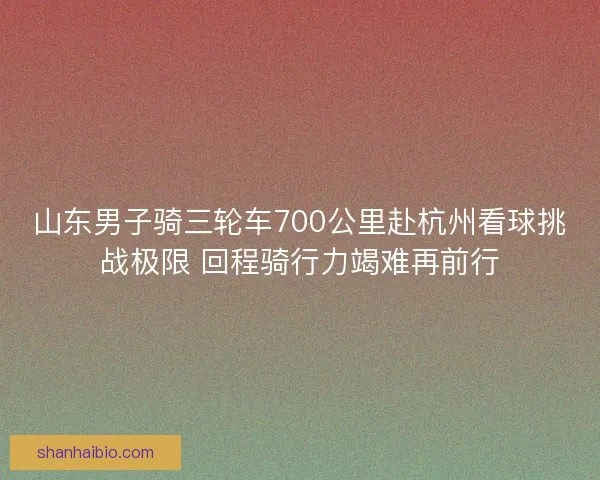 山东男子骑三轮车700公里赴杭州看球挑战极限 回程骑行力竭难再前行