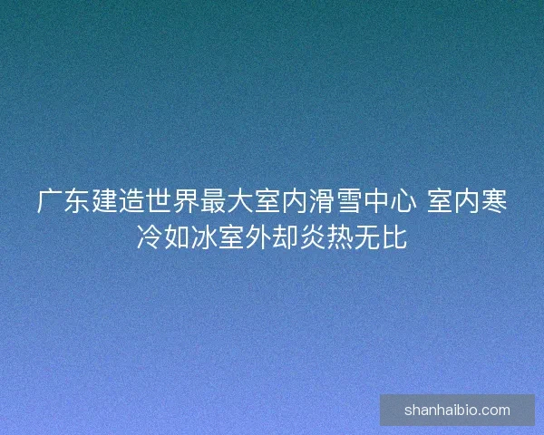 广东建造世界最大室内滑雪中心 室内寒冷如冰室外却炎热无比