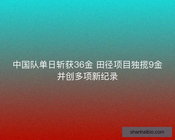 中国队单日斩获36金 田径项目独揽9金并创多项新纪录