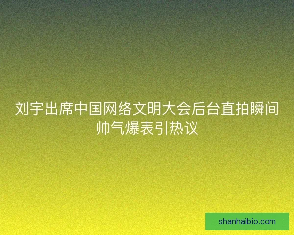 刘宇出席中国网络文明大会后台直拍瞬间帅气爆表引热议